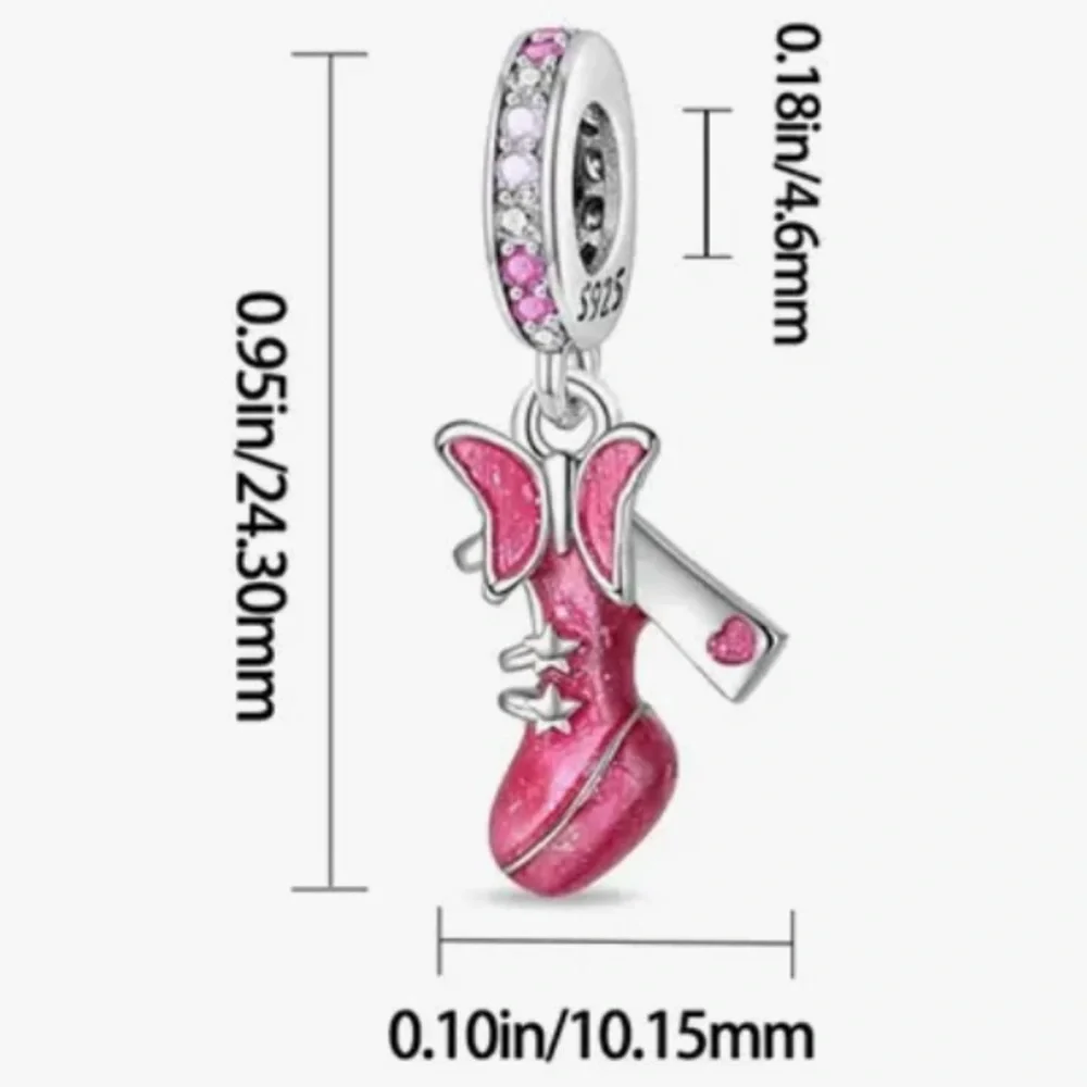 925 Stiletto Butterfly Heel Jewelry Charm-NEW